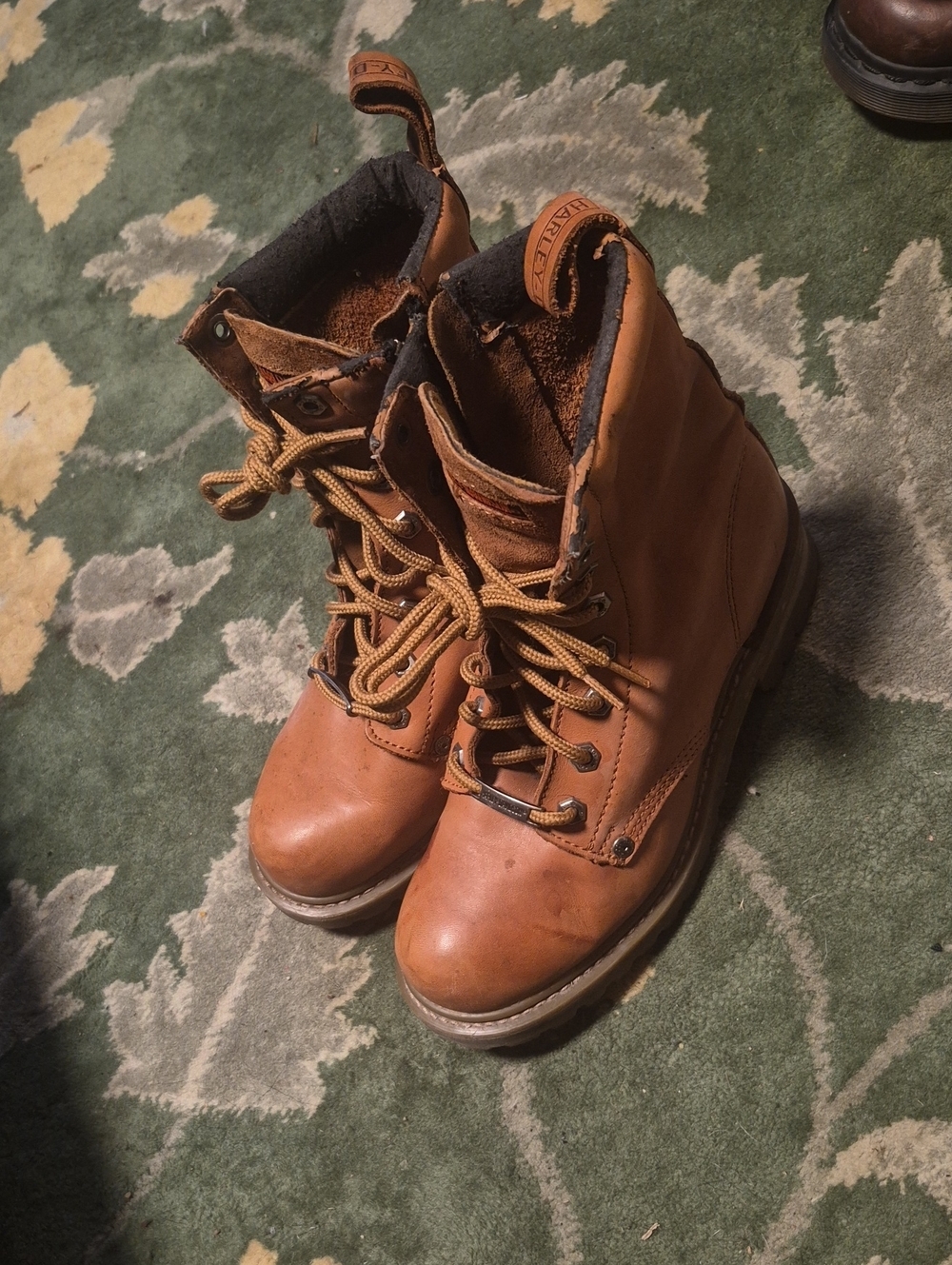 Harley-Davidson Tan Leather Lace-Up Work Booties